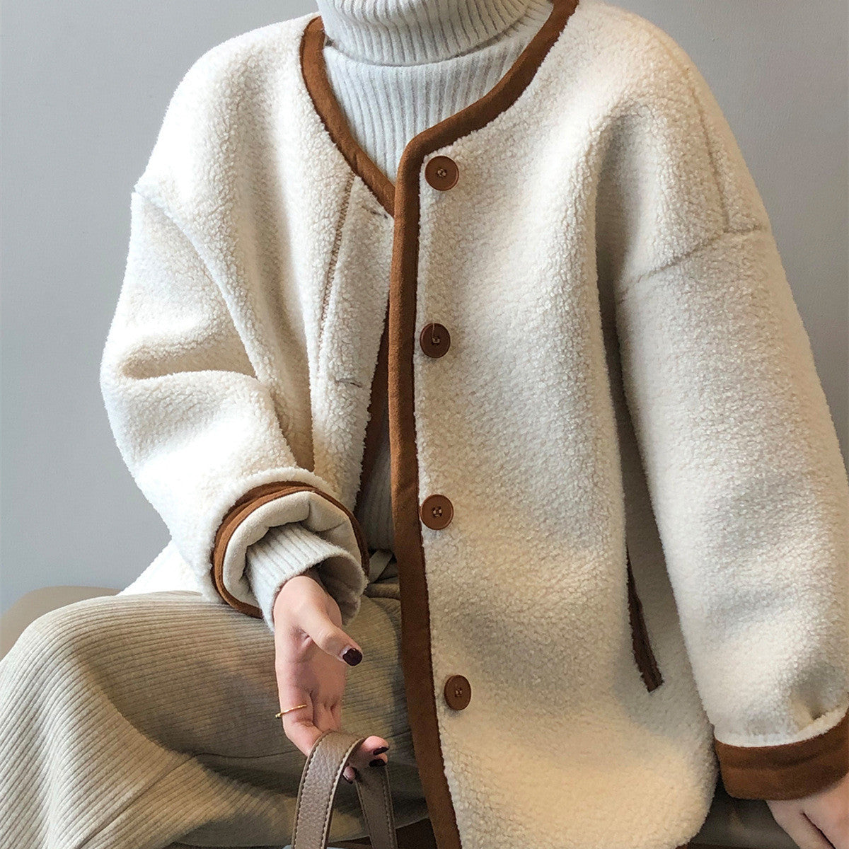 Warm Cozy Women's Fleece Coat - Boxy, Polyester, Winter 3D Changing Face Moving Picture Frame - Tophatter Daily Deals