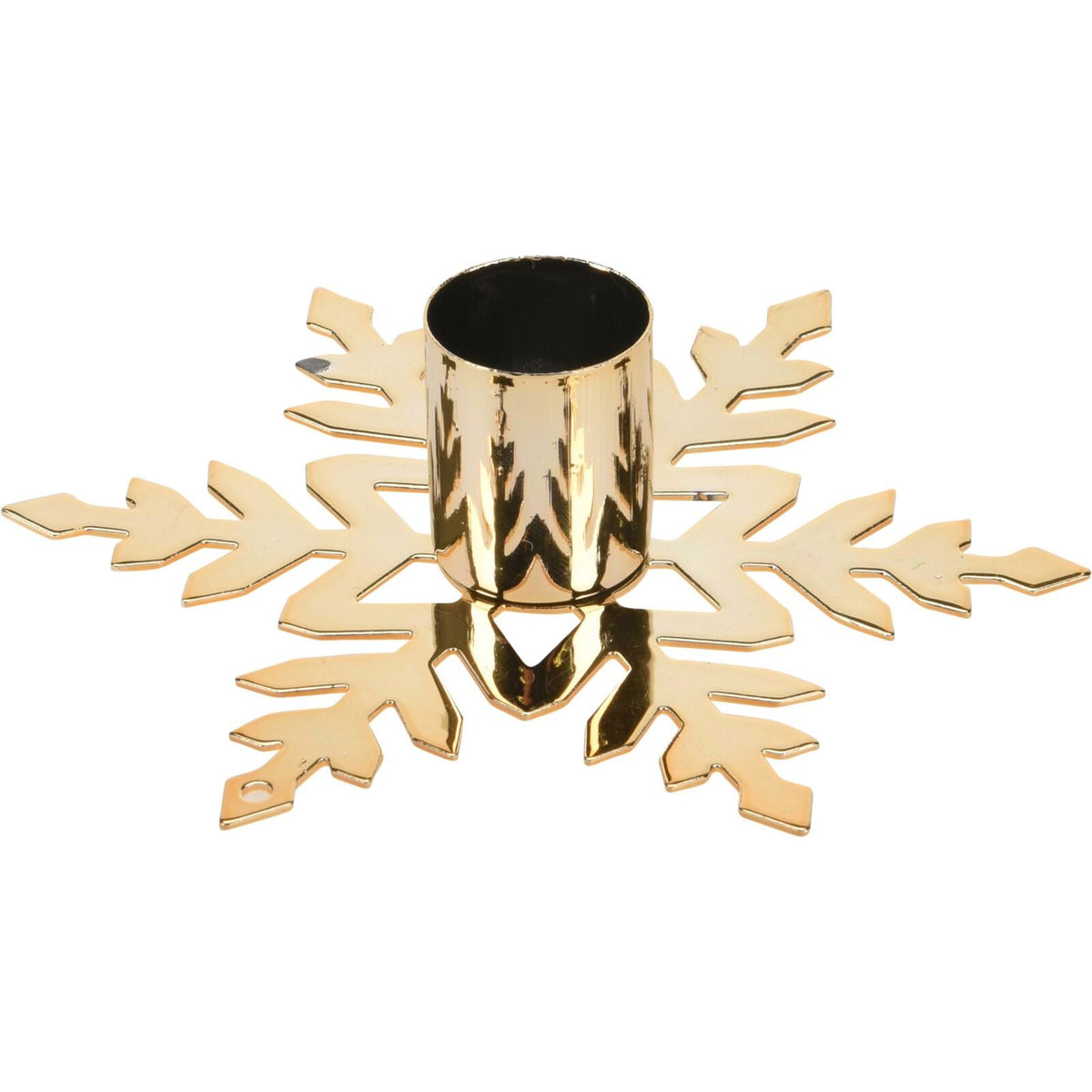 Gold Metal Christmas Candlestick | Festive Snowflake Candle Holder - 11cm Candlestick - Tophatter Daily Deals