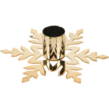 Gold Metal Christmas Candlestick | Festive Snowflake Candle Holder - 11cm Candlestick - Tophatter Daily Deals