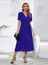 Pleated Surplice Tie Waist Midi Dress Casual Dresses - Tophatter Daily Deals