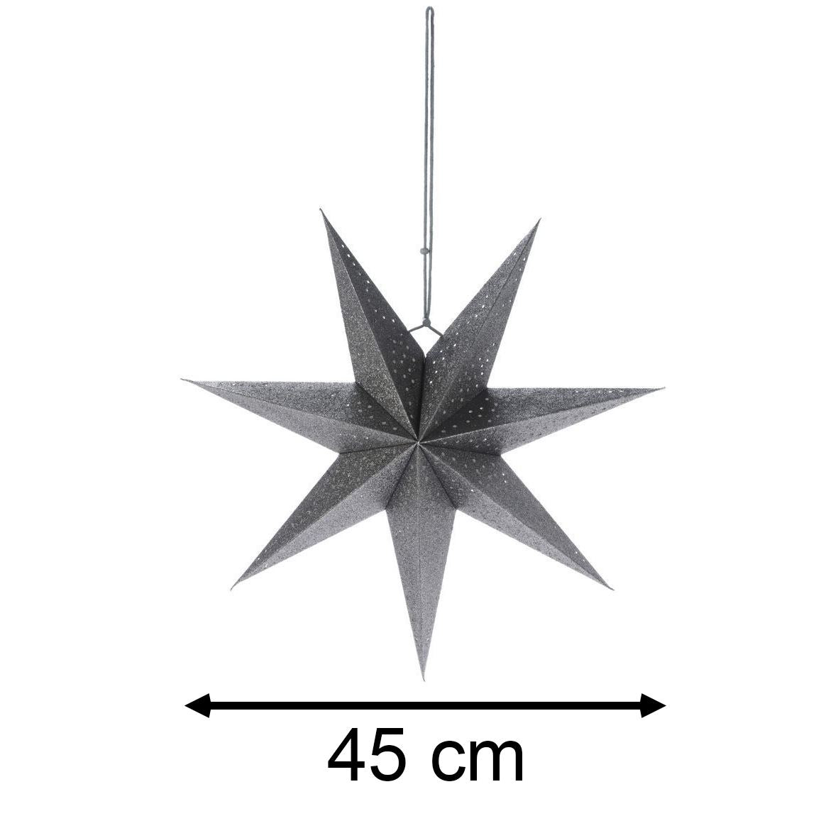 Silver Christmas Star | 7-Pointed Silver Paper Hanging Decoration - 45cm Ornament - Tophatter Daily Deals