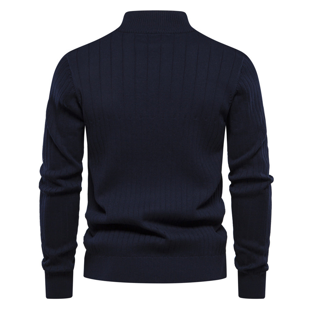 Breathable Men's Half Zip Sweater - Ribbed Cotton, Autumn 3D Changing Face Moving Picture Frame - Tophatter Daily Deals