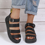 Buckle Sandals Flat PlatformThick Bottom Shoes Women Summer 0 - Tophatter Daily Deals