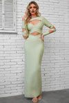 Cutout Round Neck Maxi Wrap Dress Light Green Cocktail Dresses - Tophatter Daily Deals