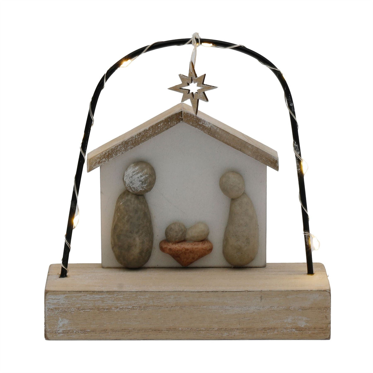 LED Pebble Nativity Set Decoration | Mini Light-up Nativity Scene Ornament 15cm Nativity Set - Tophatter Daily Deals