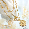 Coin Pendant Triple-Layered Chain Necklace Necklaces - Tophatter Daily Deals