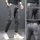 Autumn Men's Jeans Slim Feet Grey1906 0 - Tophatter Daily Deals