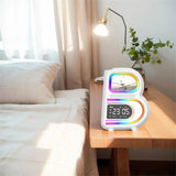 2024 New B-Shaped Blutooth Speaker Multifunctional Smart Music Rhythm Lighting Phone Wireless Charger TF Card AUX Input Standard Mode 0 - Tophatter Daily Deals