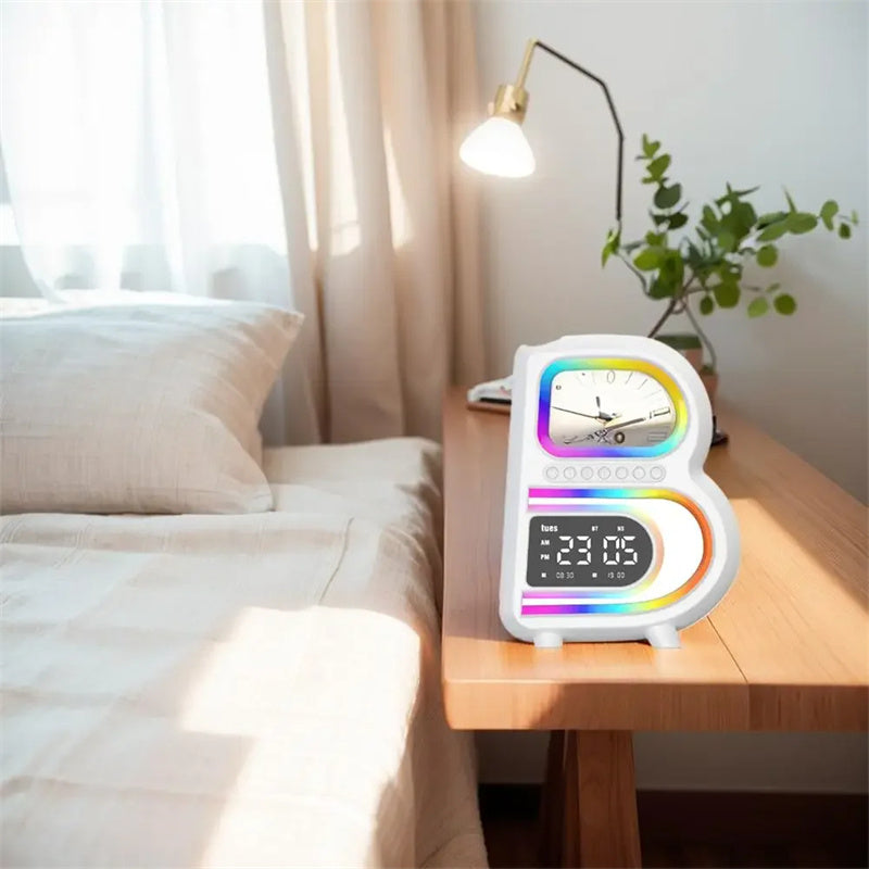 2024 New B-Shaped Blutooth Speaker Multifunctional Smart Music Rhythm Lighting Phone Wireless Charger TF Card AUX Input Standard Mode 0 - Tophatter Daily Deals