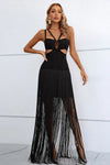 Cutout Strappy Neck Fringe Dress Black Cocktail Dresses - Tophatter Daily Deals