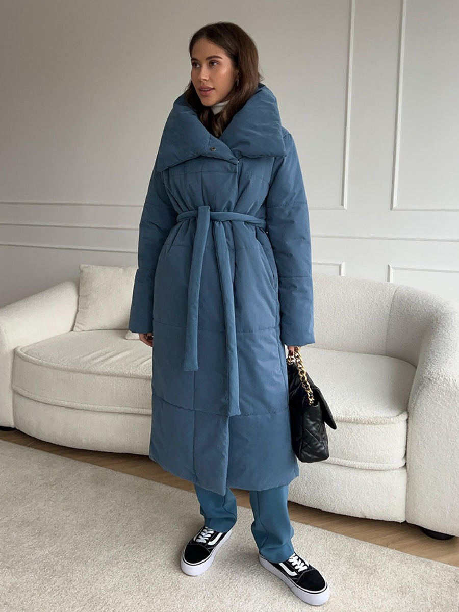 Warm Oversized Women Long Coat - Quilted Cotton For Winter Blue 3D Changing Face Moving Picture Frame - Tophatter Daily Deals