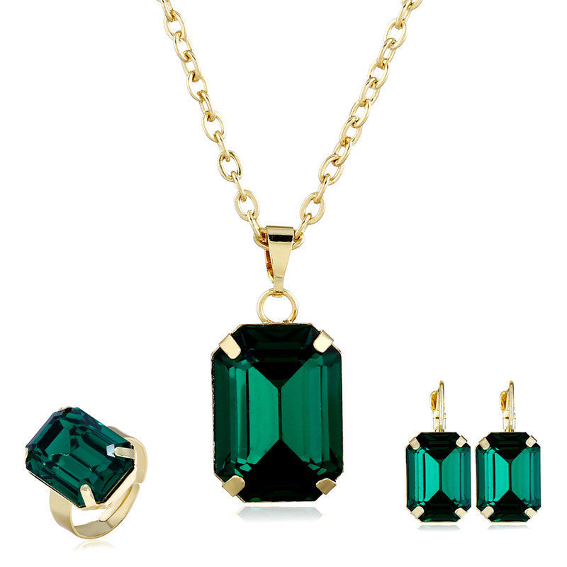 Bridal jewelry European and American jewelry set Green 0 - Tophatter Daily Deals