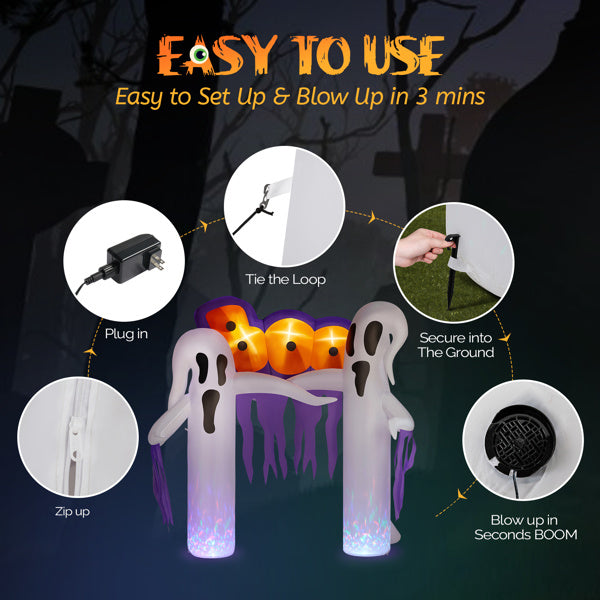 9.8ft White Ghost Arch Inflatable Halloween Yard Decor 3D Changing Face Moving Picture Frame - Tophatter Daily Deals