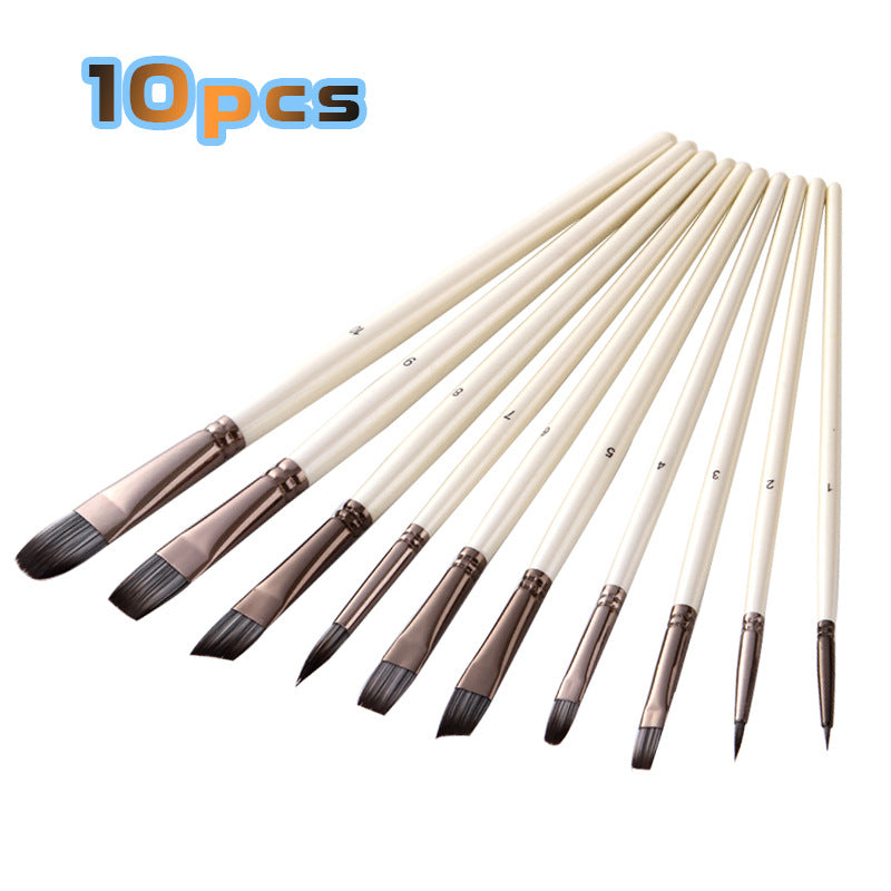 10 Pearl White Watercolor Brushes, Nylon Brushes 0 - Tophatter Daily Deals