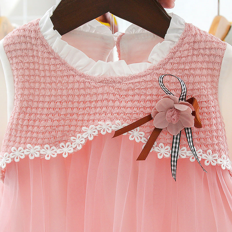 Baby Girl Autumn New Fake Two-piece Princess Gauze Skirt 0 - Tophatter Daily Deals