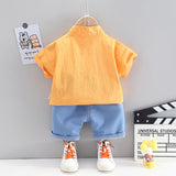 Boys Summer Cartoon Cute Casual Cotton T-shirt Short Sleeve Shorts Suit 0 - Tophatter Daily Deals