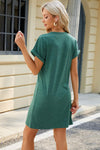 Heathered Round Neck Short Sleeve Dress Casual Dresses - Tophatter Daily Deals