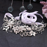 Bride Waist Seal Handmade Belt Rhinestone Wedding Dress White ribbon 0 - Tophatter Daily Deals
