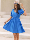 Tied Swiss Dot V-Neck Short Sleeve Dress Casual Dresses - Tophatter Daily Deals