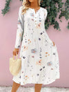 Floral Notched Long Sleeve Midi Dress Casual Dresses - Tophatter Daily Deals