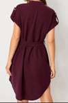 Tied Notched Short Sleeve Dress Casual Dresses - Tophatter Daily Deals