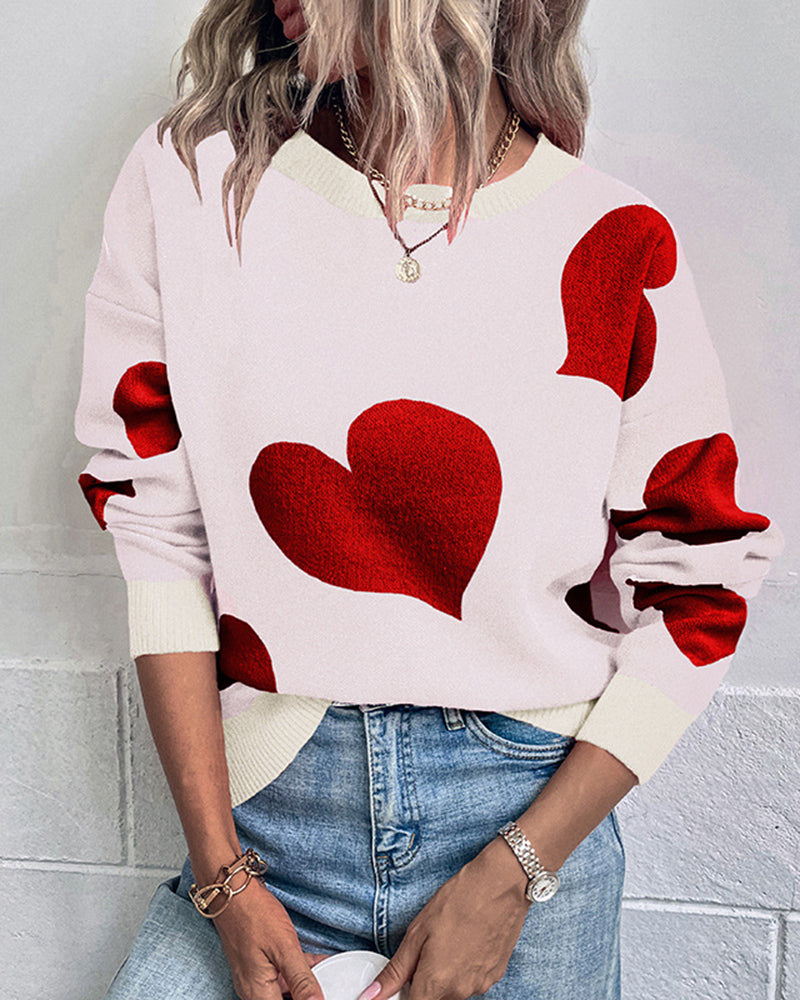 Love O-neck Knitted Sweater White Sweaters - Tophatter Daily Deals
