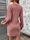 Ribbed Round Neck Long Sleeve Dress Casual Dresses - Tophatter Daily Deals