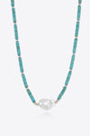 Turquoise & Pearl Necklace Necklaces - Tophatter Daily Deals