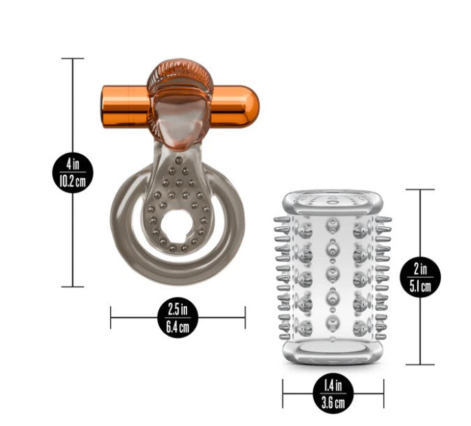 Stay Hard Vibrating Cock Ring Set with Textured Sleeve – Stamina Enhancer > Cock Ring > Vibrating - Tophatter Daily Deals