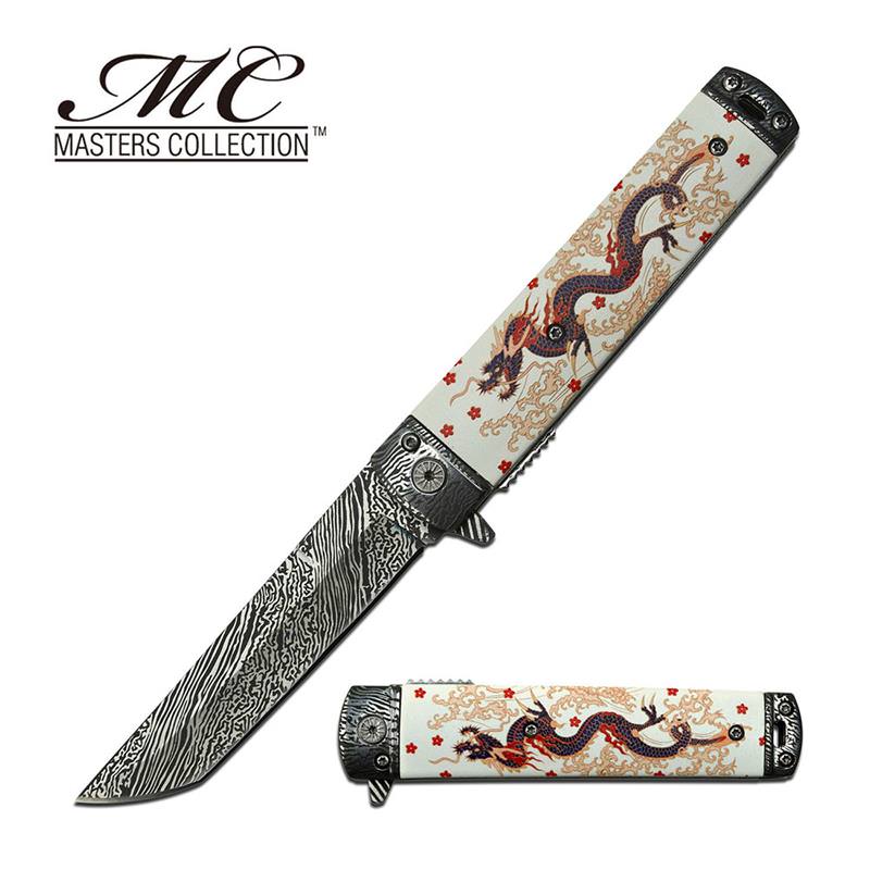 White Fantasy Dragon Spring Assisted Folding Pocket Knife Collectible Weapons - Tophatter Daily Deals