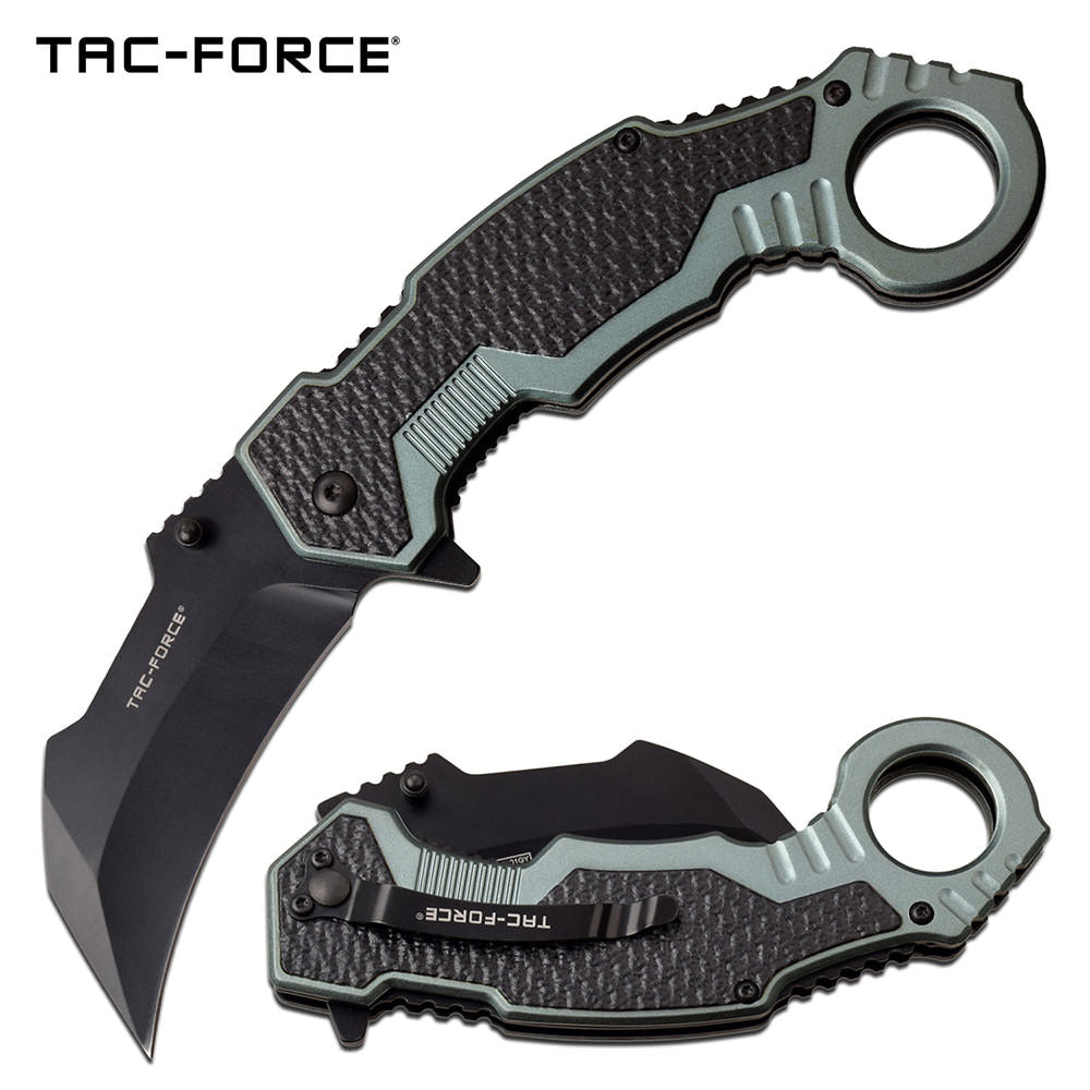 Tac Force Karambit Spring Assist Knife Black Gray Handle - Tophatter's Inc. Weapons Store Online Collectible Weapons - Tophatter Daily Deals