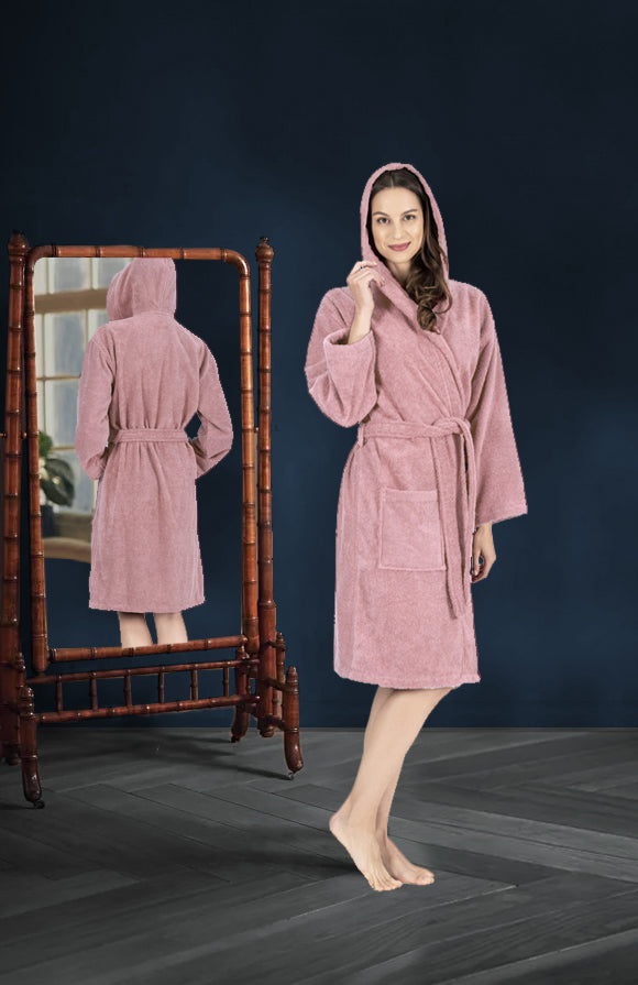 Nine West Hooded Terry Robe - 100% Turkish Cotton Robes - Tophatter Daily Deals