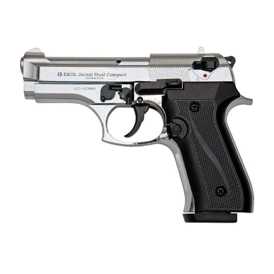 Jackal Compact Chrome Finish Full Auto Machine Gun Blank Pistol - TOPHATTER'S ARMORY DEALS Collectible Weapons - Tophatter Daily Deals