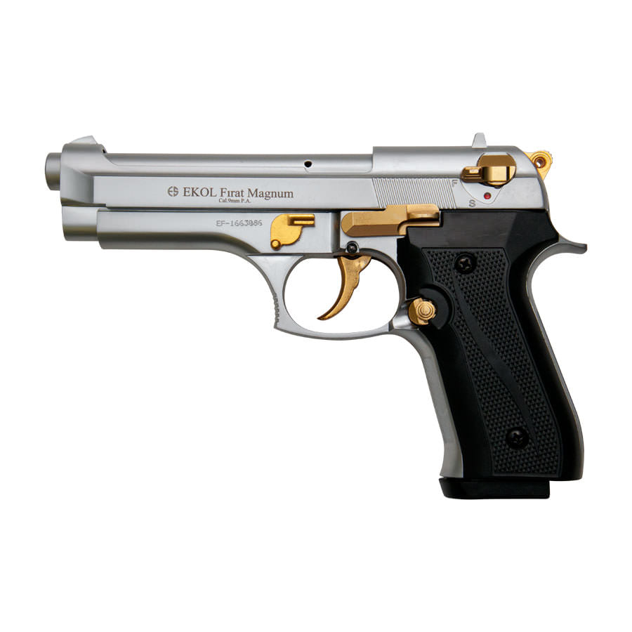 V92F Nickel with Gold Fittings - Blank Firing Replica Gun - TOPHATTER'S ARMORY DEALS Collectible Weapons - Tophatter Daily Deals