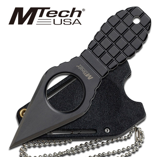 Grenade Handle Neck Knife Black Double Edge Fixed Blade - TOPHATTER'S ARMORY DEALS Collectible Weapons - Tophatter Daily Deals