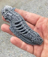3D Carved Skull Folding knife - Tophatter Daily Deals
