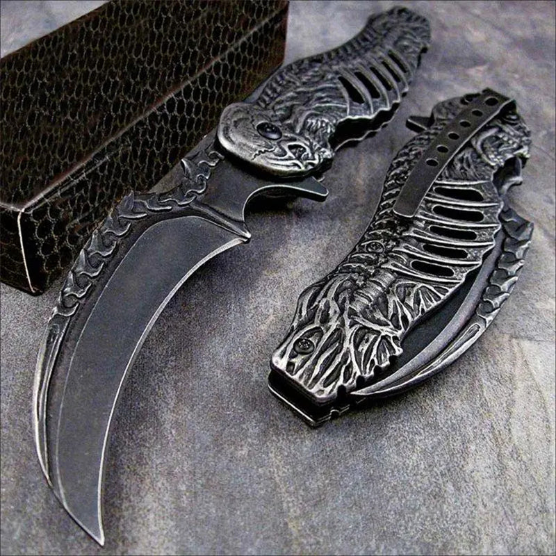 3D Carved Skull Folding knife - Tophatter Daily Deals