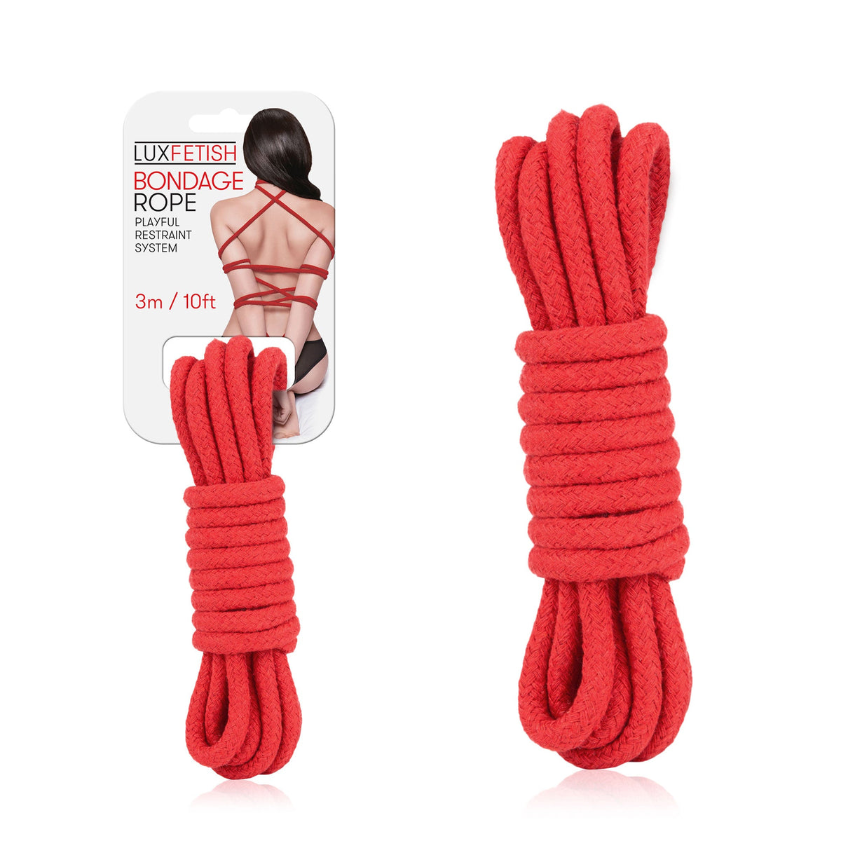 Lux Fetish Bondage Rope 3 Meter 10 Foot Soft Cotton Red Rope for BDSM and Shibari Kinbaku > Bondage Gear > Rope - Tophatter Daily Deals