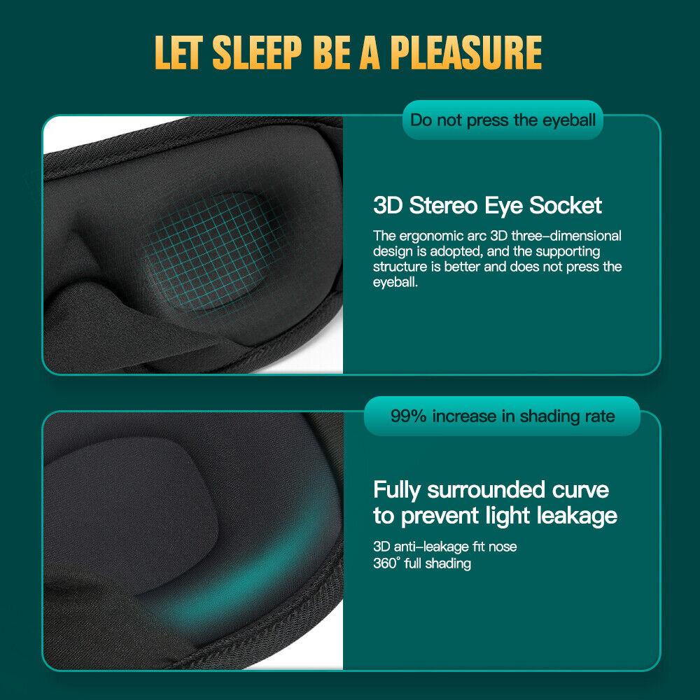 Best Sleep Mask - 3D Sleeping Eye Mask Blocking Light Breathable Soft Padded Mask Cover Eyepatch Apparel & Accessories - Tophatter Daily Deals