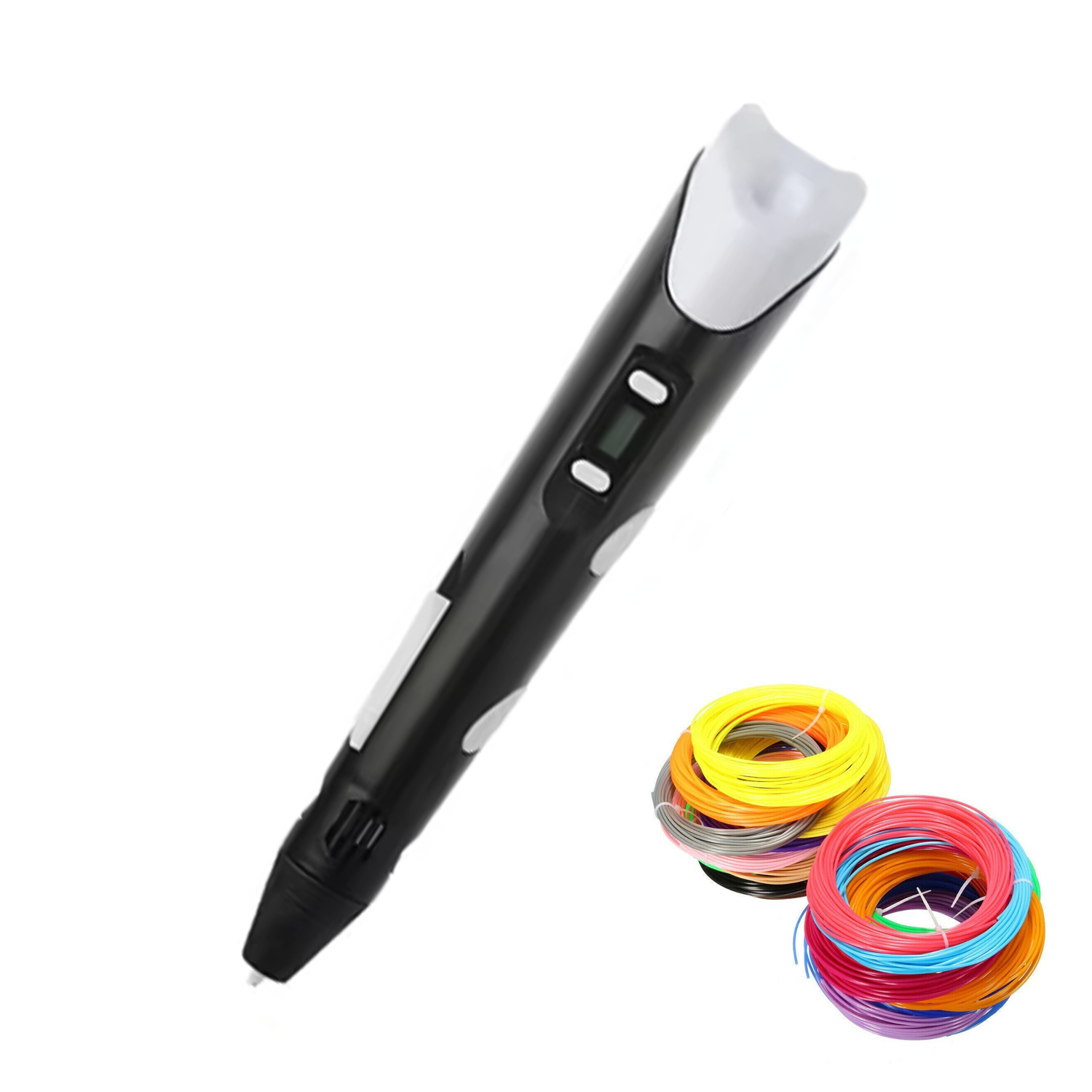 3D Doodle Pen with Filament Refill - LCD 3D Drawing Pen with 12 Colors PLA Filament USB Charging Black Accessories - Tophatter Daily Deals