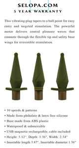 The Private (Green) – 5" Vibrating Butt Plug with 10 Speeds and Patterns > Anal Range > Vibrating Butt Plugs - Tophatter Daily Deals