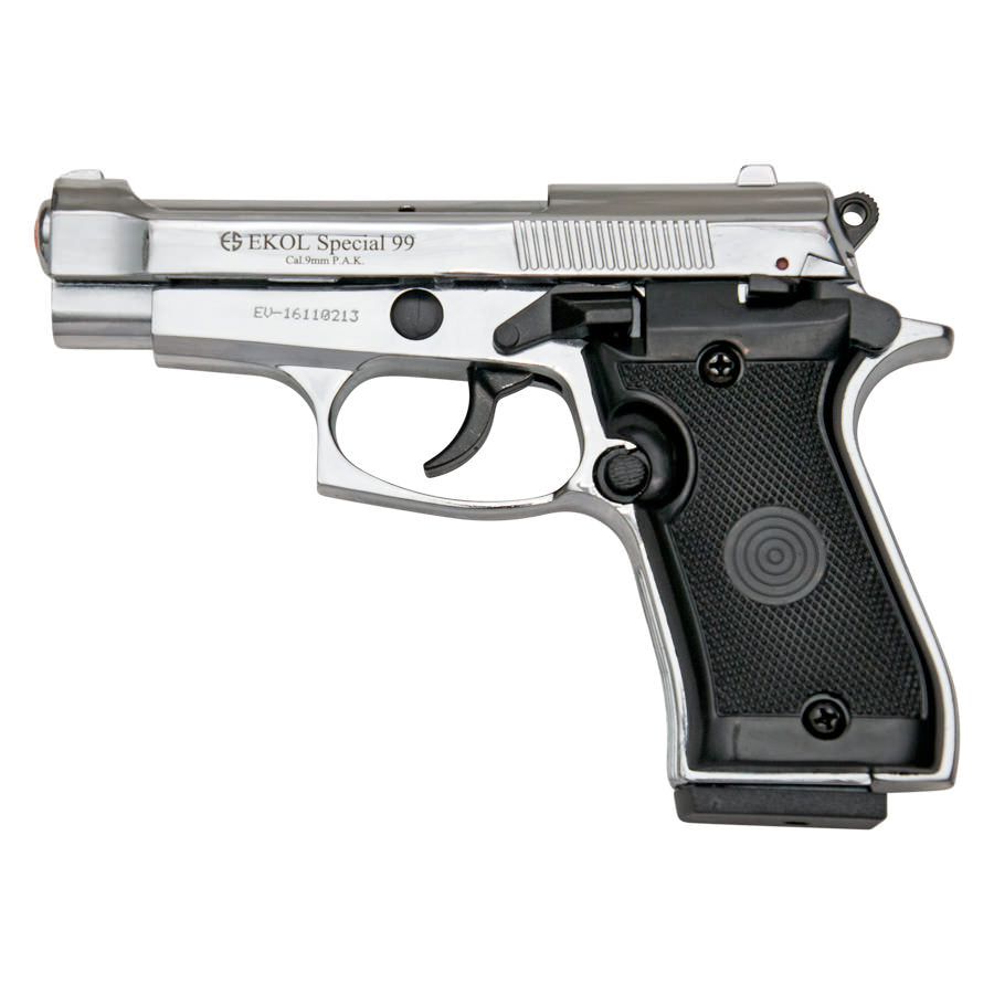 Special 99 V85 Blank Firing Gun Replica Chrome Finish Collectible Weapons - Tophatter Daily Deals