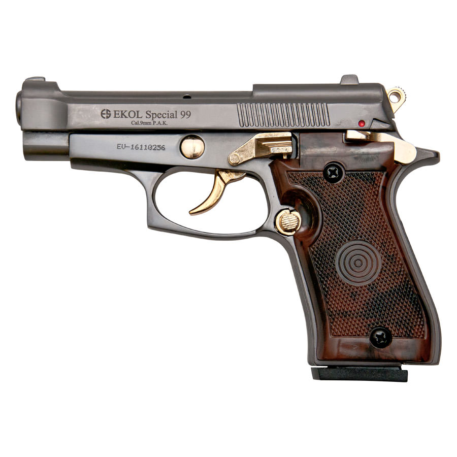 Special 99 V85 Blank Firing Gun Replica Fume Finish With Gold Fittings - Tophatter's Army Products & Self Defense Collectible Weapons - Tophatter Daily Deals