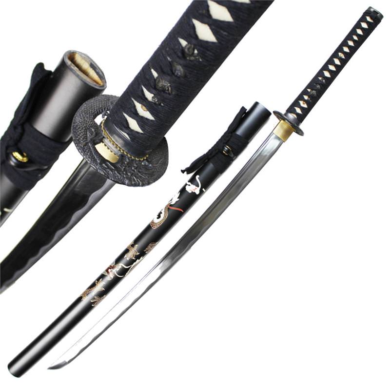 1045 Steel Samurai Sword Katana Sharp Edge Dragon Scabbard - Tophatter's Army Products & Self Defense Collectible Weapons - Tophatter Daily Deals