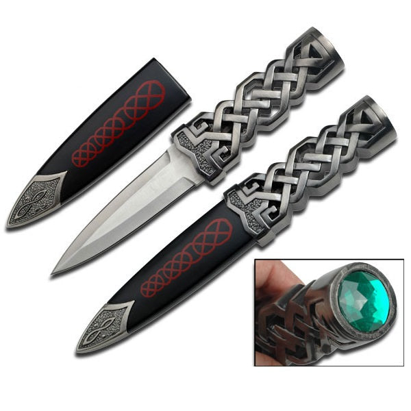 9" Green Jewel Ceremonial Celtic Boot Blade Dagger Knife Collectible Weapons - Tophatter Daily Deals