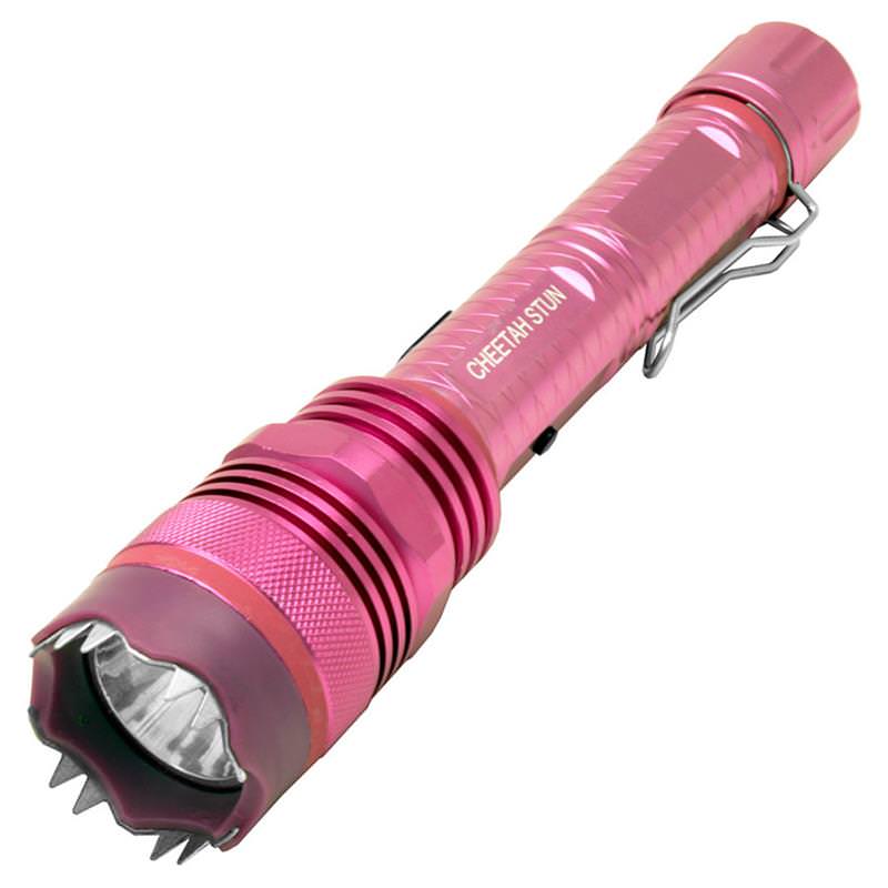 Defender 10 Million Volt Tactical Flashlight Stun Gun Rechargeable All Metal Pink Collectible Weapons - Tophatter Daily Deals