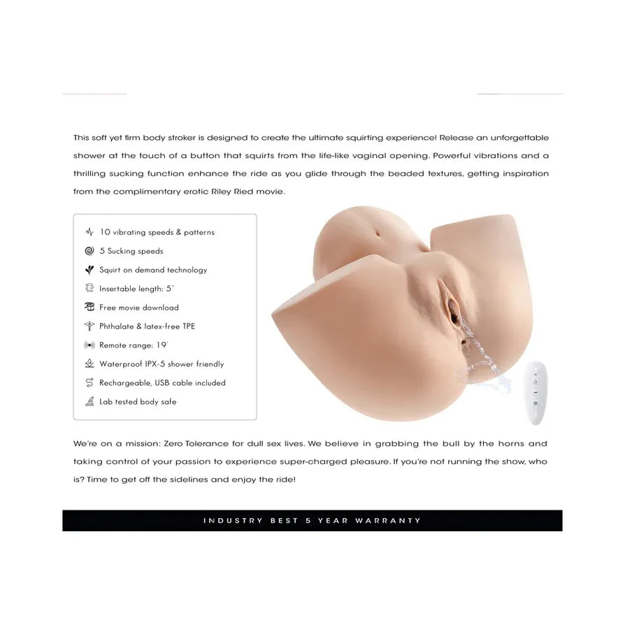 Squirt for Me XL Riley Reid – Realistic Squirting Vibrating Stroker > Sex Toys For Men > Assbators - Tophatter Daily Deals