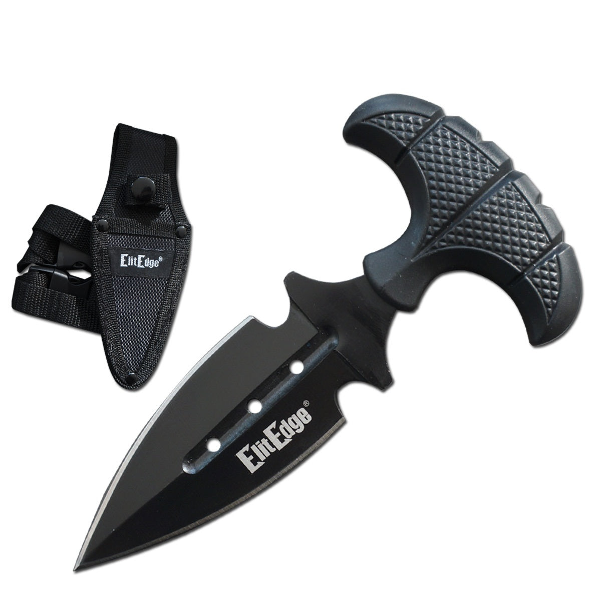 Black Military Push Dagger Dual Edge Fixed Blade Knife - TOPHATTER'S ARMORY DEALS Collectible Weapons - Tophatter Daily Deals
