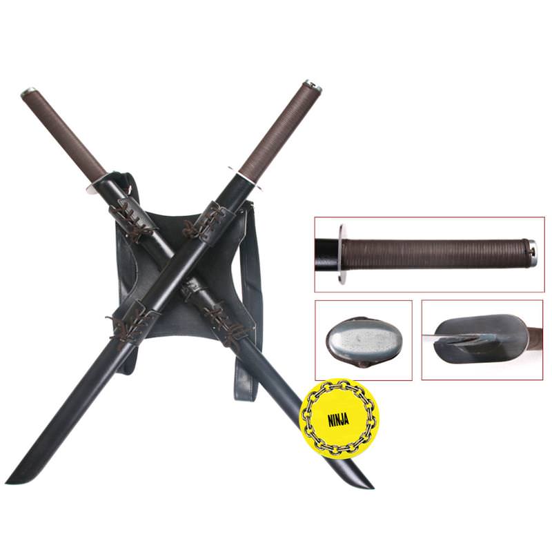 Leonardo Dual Ninja Swords With Back Carrying Custom Scabbard - Tophatter's Inc. Weapons Store Online Collectible Weapons - Tophatter Daily Deals