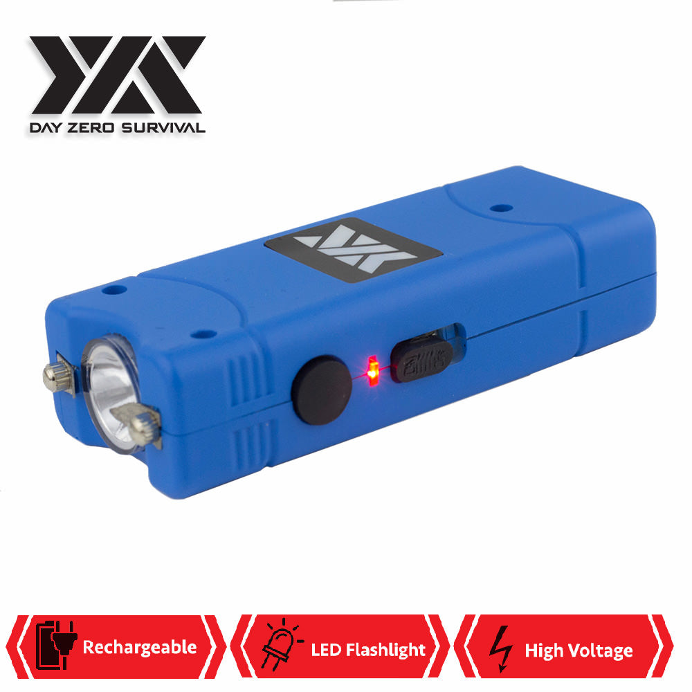 Blue DZS Rechargeable Self Defense Ultra Mini Stun Gun With LED FlashLight - Tophatter's Guns'N'Weapons Store Collectible Weapons - Tophatter Daily Deals